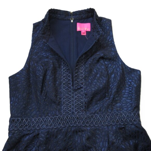 NWT Lilly Pulitzer Franci in True Navy Metallic Lagoon Jacquard Dress 16 - Picture 5 of 9